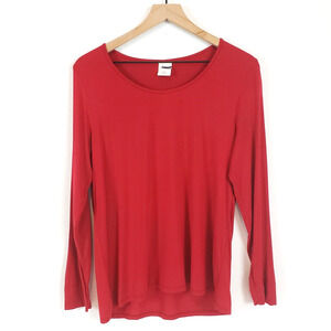 Soma Women SIZE S Red Stretch T Shirt Long Sleeve Round Neck Casual Lounge